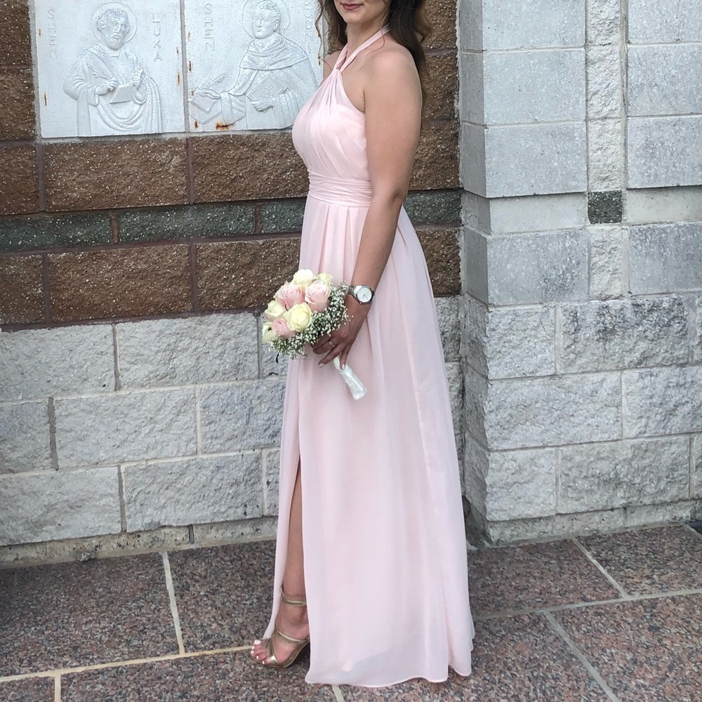 Light pink slit prom dress